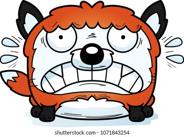 A cartoon illustration of a fox looking scared.