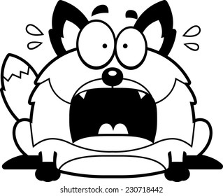 A cartoon illustration of a fox looking scared.