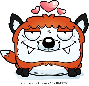 A cartoon illustration of a fox in love.