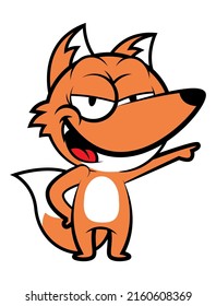 Cartoon illustration of Fox pointing and laugh, best for sticker, mascot, logo, t-shirt design, and decoration with animal themes for kids