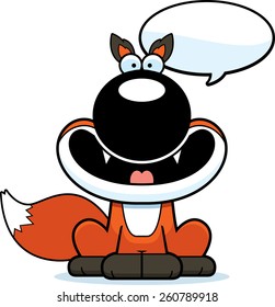 A cartoon illustration of a fox talking.
