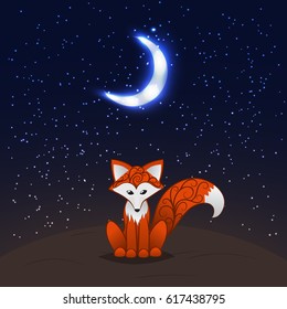 Cartoon illustration of fox. Vector illustration