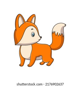 cartoon illustration a fox walking on a fallen log by the river