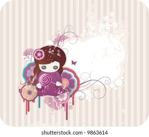 cartoon illustration with frame for text