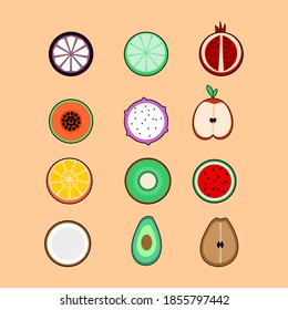 Cartoon illustration of fresh fruits