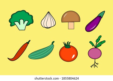 Cartoon illustration of fresh vegetables