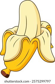 cartoon illustration of fresh yellow opened banana. fruit cartoon illustration
