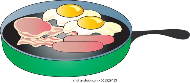 cartoon illustration of a fried breakfast