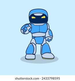 Ilustración de dibujos animados de un simpático robot azul