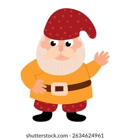 Cartoon Illustration of a Friendly Gnome. White background, isolate