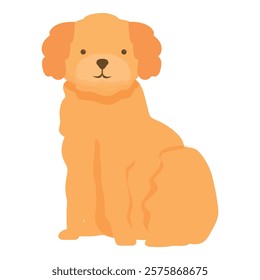 Cartoon illustration of a friendly golden doodle dog sitting patiently