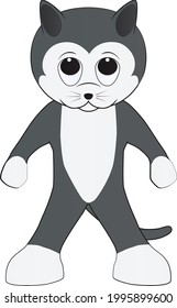 Cartoon illustration of a friendly little cat