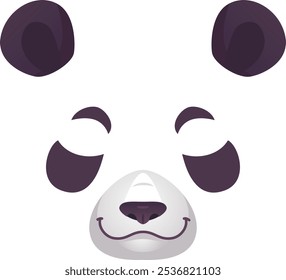 Ilustración de dibujos animados de una cara amigable de oso panda, con una sonrisa alegre y ojos cerrados, transmitiendo una sensación de alegría y felicidad