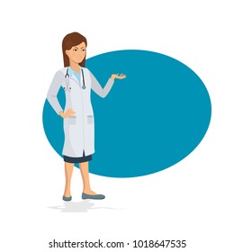 cartoon illustration of a friendly young doctor on white background