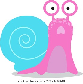 Cartoon illustration of a frightened snail on a white background. Vector illustration of a frightened snail. The idea for a logo, coloring books, magazines, printing on clothes, advertising.