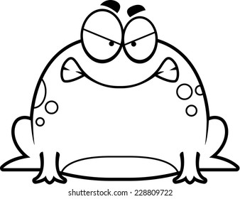 A cartoon illustration of a frog looking angry.