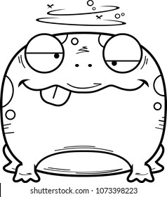 A cartoon illustration of a frog looking drunk.