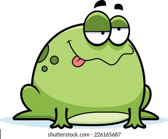 A cartoon illustration of a frog looking drunk.
