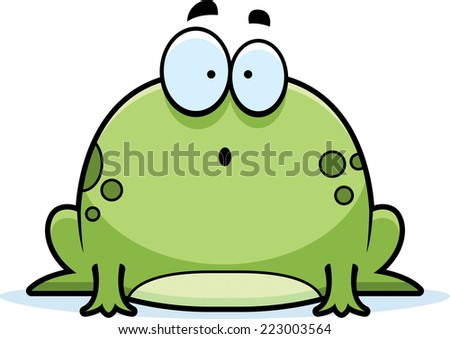 A cartoon illustration of a frog looking surprised.