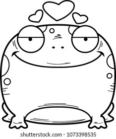 A cartoon illustration of a frog in love.