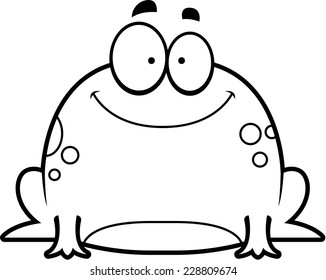 A cartoon illustration of a frog smiling.