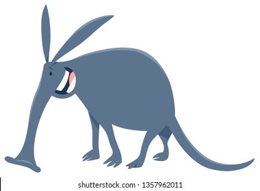 Cartoon Illustration of Funny Aardvark Animal Character