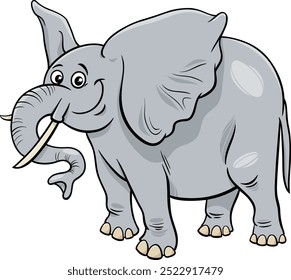 Cartoon illustration of funny African elephant enimal character