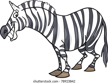 cartoon illustration of funny african zebra