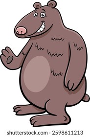 Cartoon illustration of funny bear comic animal character waving his paw
