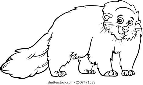 Cartoon illustration of funny bearcat or binturong wild animal character coloring page