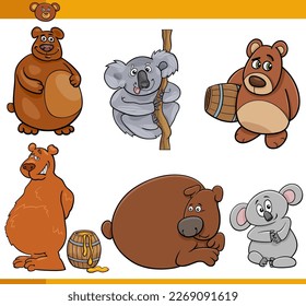 Ilustración de dibujos animados de osos graciosos con personajes de animales