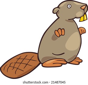 cartoon illustration of funny beaver