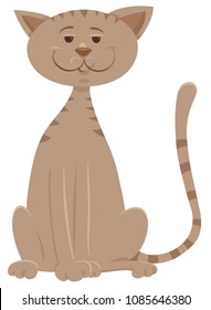 Cartoon Illustration of Funny Beige Cat Animal Mascot Character