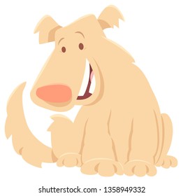 Cartoon Illustration of Funny Beige Shaggy Dog Animal Character