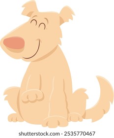 Ilustración de dibujos animados de divertido perro peludo beige personaje animal