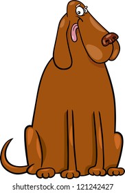 Cartoon Illustration of Funny Big Brown Dog