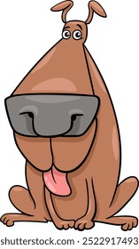 Cartoon illustration of funny big brown dog comic animal character