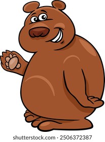 Cartoon illustration of funny brown bear comic wild animal character