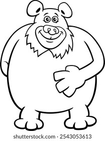 Cartoon Illustration von lustigen Braunbär oder Grizzly Tierfigur Färbung Seite