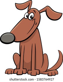 Cartoon Illustration of Funny Brown Dog Comic Animal Character
