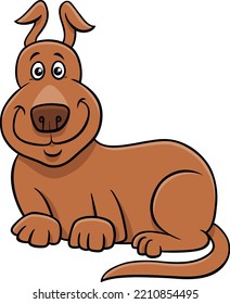 Cartoon illustration of funny brown dog comic animal character