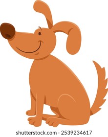 Cartoon illustration of funny brown dog animal character