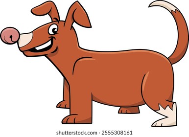 Cartoon illustration of funny brown dog comic animal character