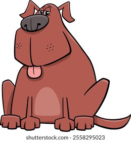 Cartoon illustration of funny brown dog comic animal character