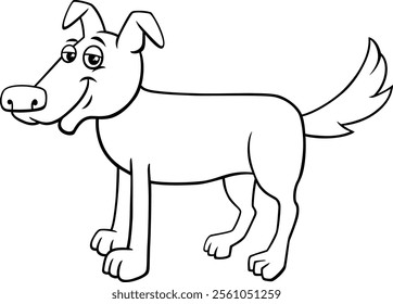 Cartoon illustration of funny brown dog comic animal character coloring page