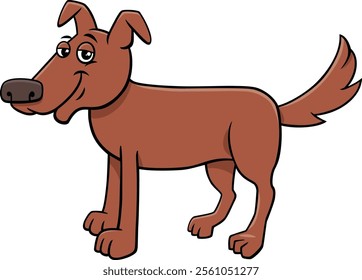 Cartoon illustration of funny brown dog comic animal character