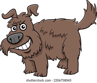 Cartoon-Illustration von lustigen braunen, scheuen Hundekomikern