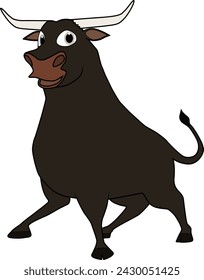 Cartoon illustration of a funny bull