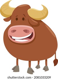 Cartoon illustration of funny bull farm animal character