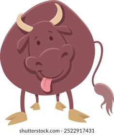 Cartoon illustration of funny bull farm animal character
